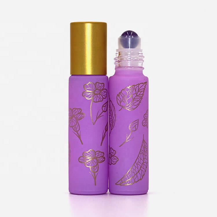 FLORAL Collection 5ml 10ml Matte Glass Roll On Perfume Bottle Crystal Gemstone Roller Ball Essential Oil Roller Bottle