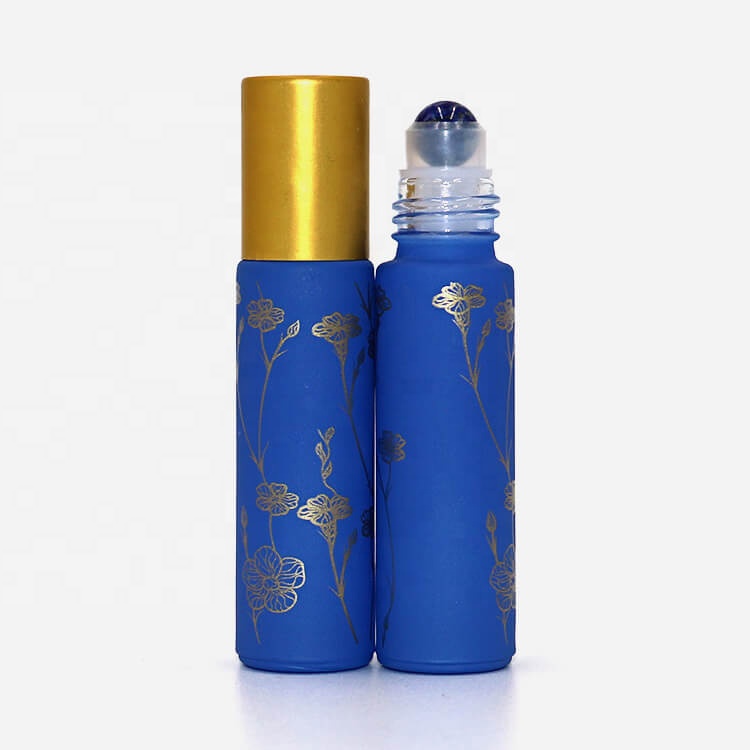 FLORAL Collection 5ml 10ml Matte Glass Roll On Perfume Bottle Crystal Gemstone Roller Ball Essential Oil Roller Bottle