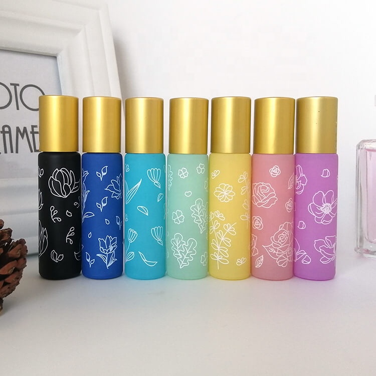 FLORAL WHITE 10ml Matte Glass Gemstone Crystal Roller Ball Perfume Roll On Essential Oil Roller Bottle