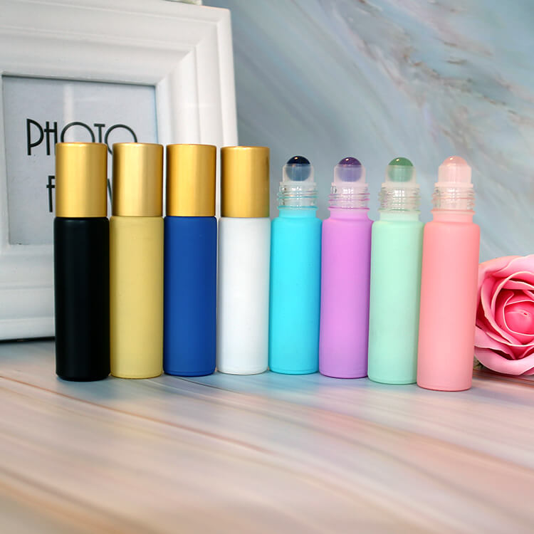 FLORAL WHITE 10ml Matte Glass Gemstone Crystal Roller Ball Perfume Roll On Essential Oil Roller Bottle