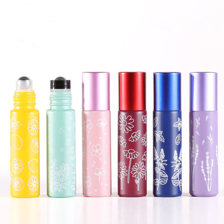 FLORAL WHITE 10ml Matte Glass Metal Roller Ball Perfume Roll On Essential Oil Roller Bottle