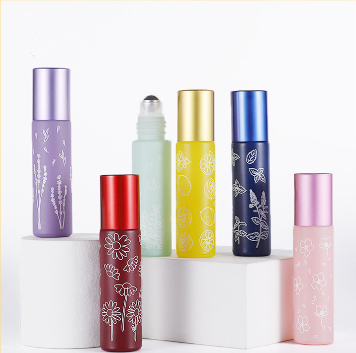 FLORAL WHITE 10ml Matte Glass Metal Roller Ball Perfume Roll On Essential Oil Roller Bottle
