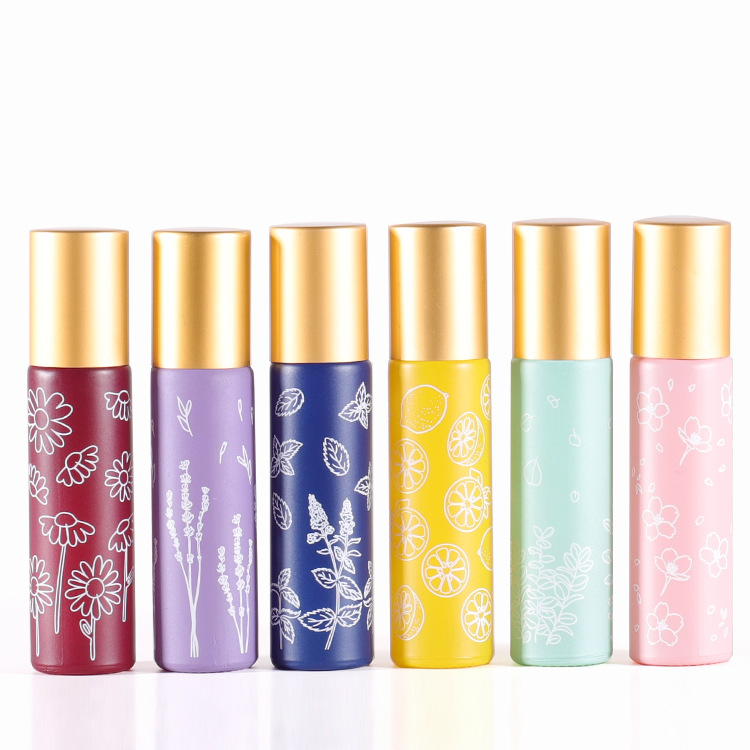 FLORAL WHITE 10ml Matte Glass Metal Roller Ball Perfume Roll On Essential Oil Roller Bottle