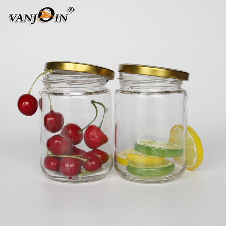FOOD Grade100ml 200ml 300ml 500ml Straight Sided Clear Glass Storage Canning Pickle Cylinder Glass Jar With Screw Lids