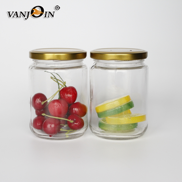 FOOD Grade100ml 200ml 300ml 500ml Straight Sided Clear Glass Storage Canning Pickle Cylinder Glass Jar With Screw Lids