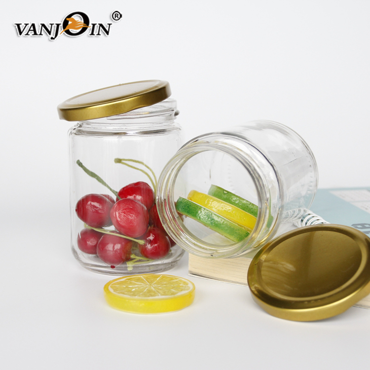 FOOD Grade100ml 200ml 300ml 500ml Straight Sided Clear Glass Storage Canning Pickle Cylinder Glass Jar With Screw Lids