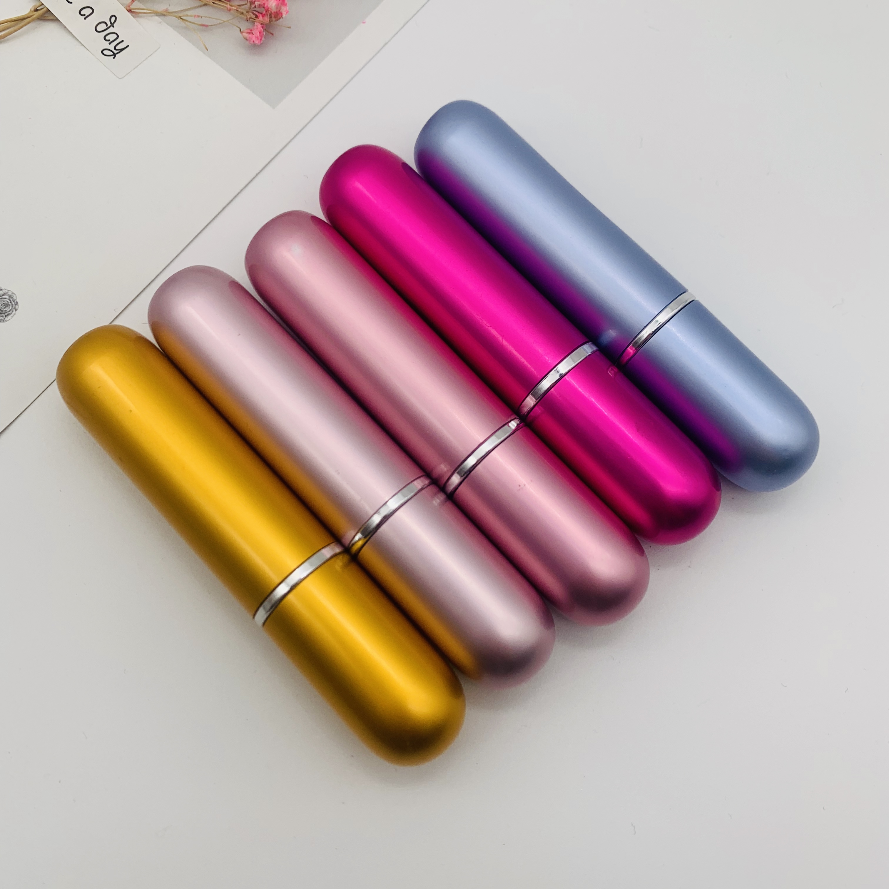 FREE SAMPLE 5ML Colored Aluminum Refillable Perfume Atomizer Spray Bottle