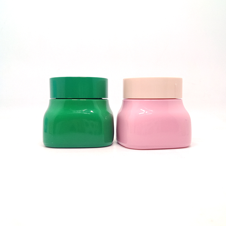 Face Cream Cosmetic Jar Opal Glass with Plastic Lid 50g 100g Blue and Green White Skin Care Cream