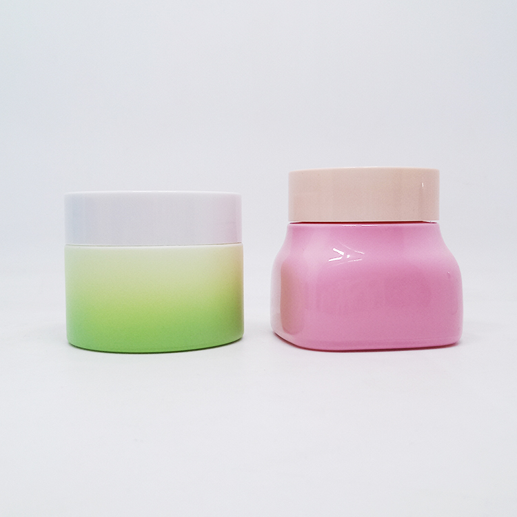 Face Cream Cosmetic Jar Opal Glass with Plastic Lid 50g 100g Blue and Green White Skin Care Cream