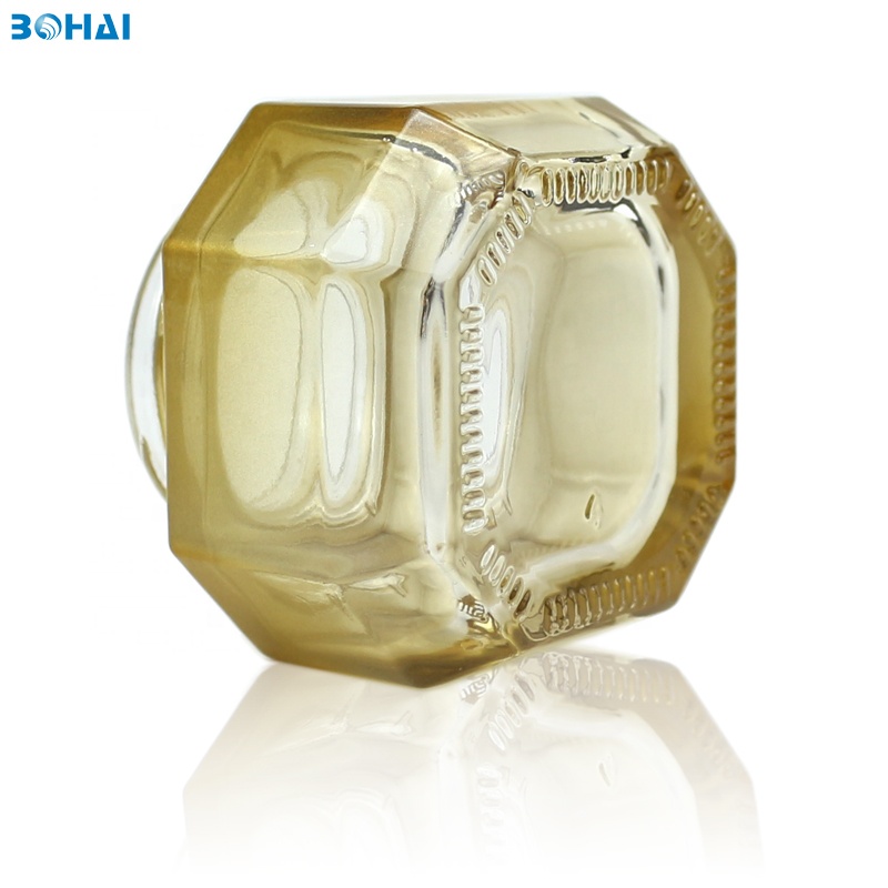 Face Cream Jar Gold Color Gradual Change Glass Plastic Eye Cream 50g with Screw Cap