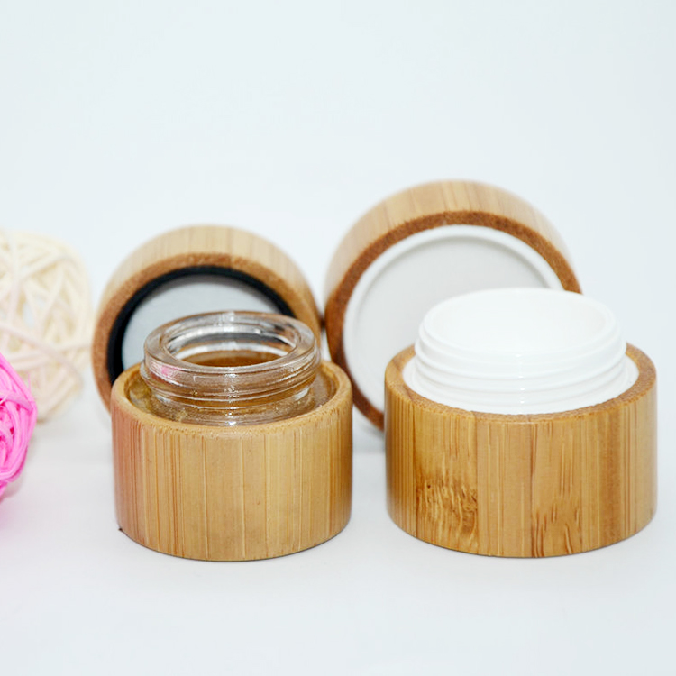 Face Cream Storage Bottles with Bamboo Body and Lids