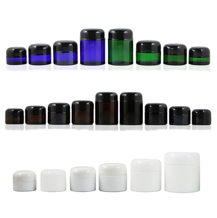 Face clay container body butter cosmetic pot Lip scrub packaging 30g 50g 100g blue cream jar with black cap