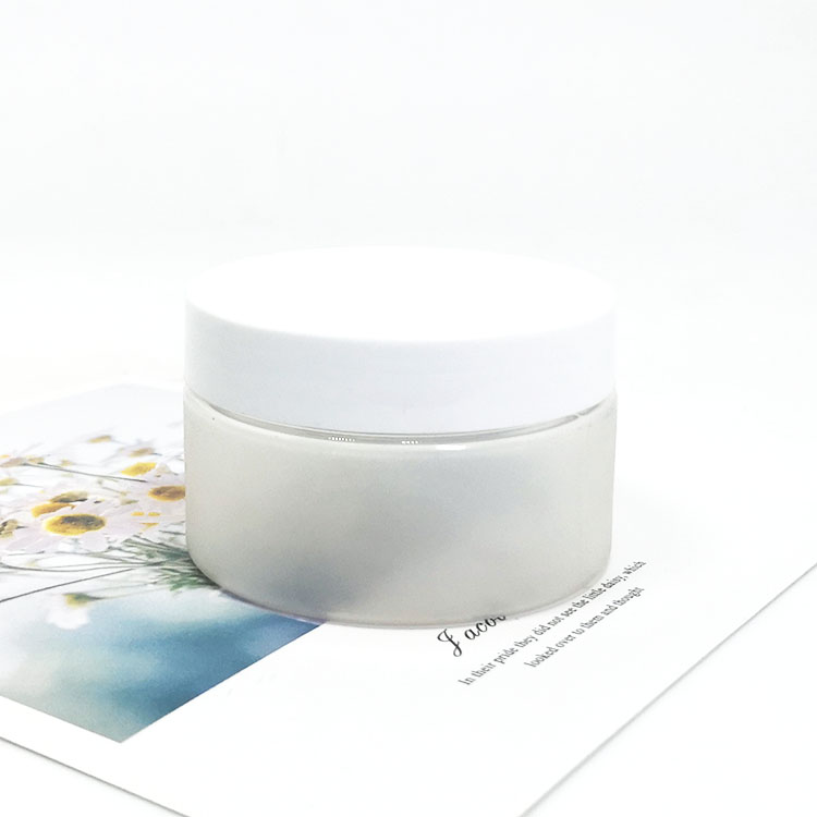 Face clay mask container 100ml empty solid white PET plastic jar with black screw top cap