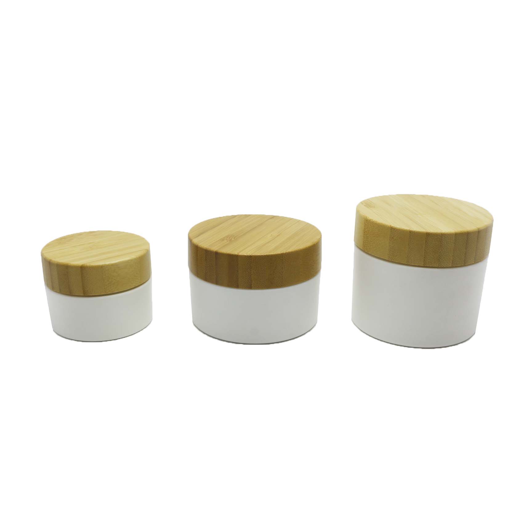 Face cream 10g 20g 30g 50g 100g 150g white plastic jars with bamboo lid PJ-01Q