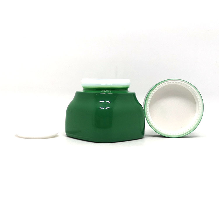 Face cream ceramic packaging 50g green square white porcelain glass cosmetic jar with box