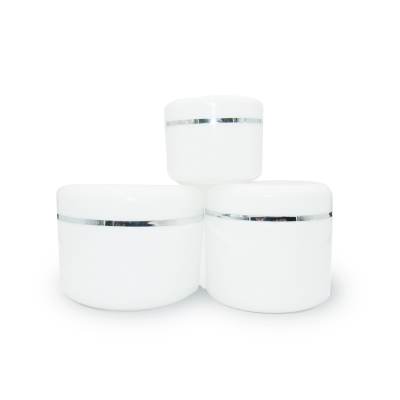 Face cream container empty round 10g 20g 30g 50g 100g 150g 250g  white PP plastic jar with silver edge
