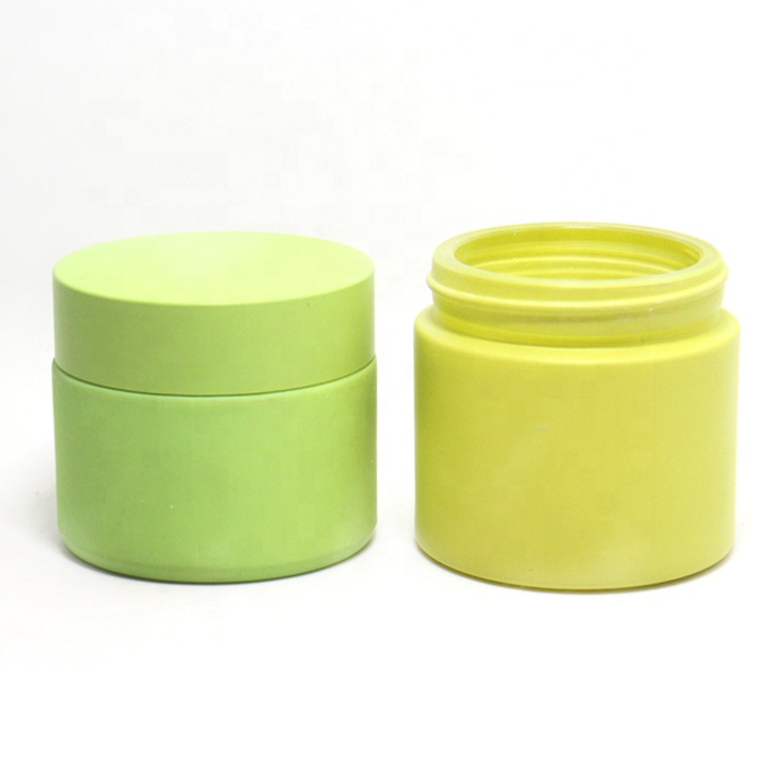 Face cream container serum lotion 30g green frosted jar cosmetic with logo printing
