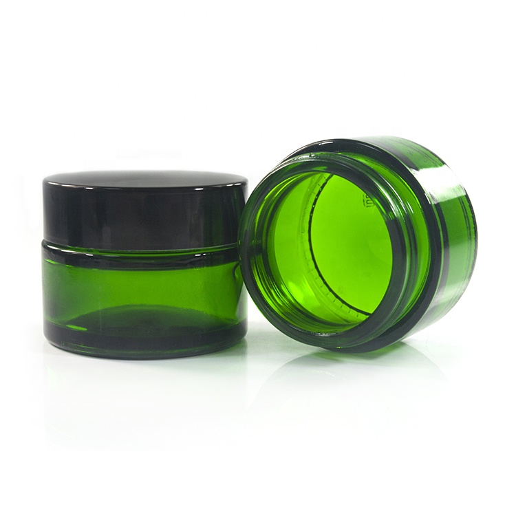 Face cream lotion cosmetic packaging wide mouth 20g 30g 50g green glass cream jar 50ml