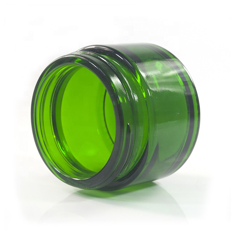 Face cream lotion cosmetic packaging wide mouth 20g 30g 50g green glass cream jar 50ml