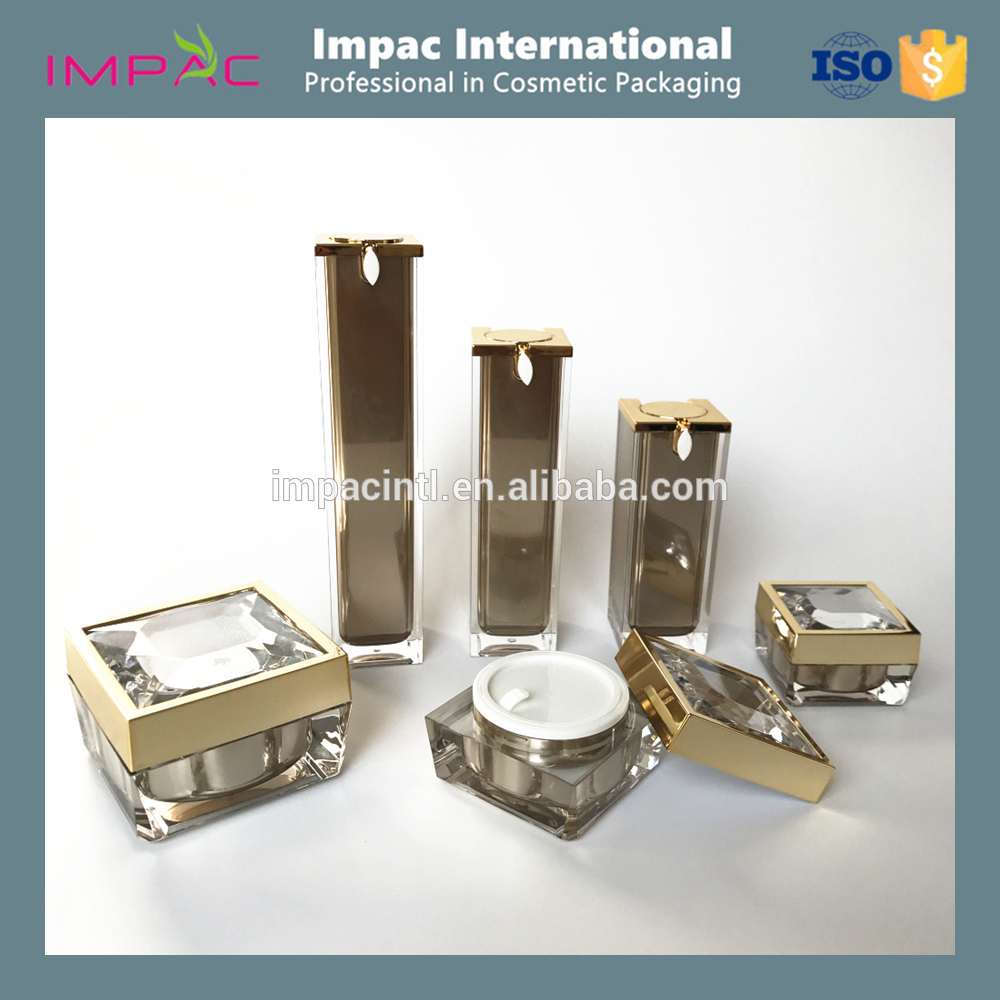 Face cream luxurious bronze acrylic 50g square diamond cosmetic jar
