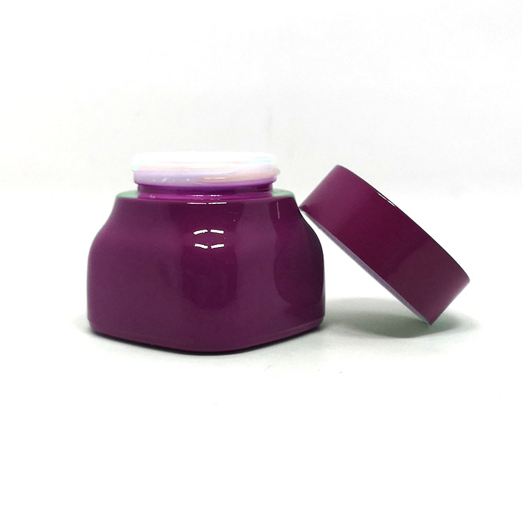 Face cream serum container 50ml 150ml solid purple square porcelain cosmetic glass jar