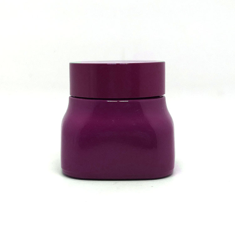 Face cream serum container 50ml 150ml solid purple square porcelain cosmetic glass jar