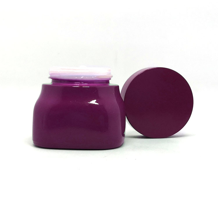 Face cream serum container 50ml 150ml solid purple square porcelain cosmetic glass jar