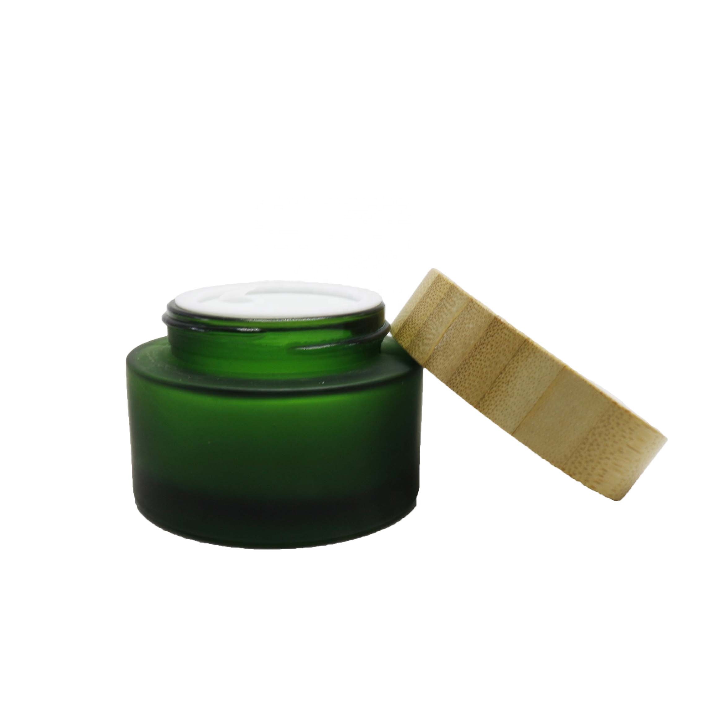 Face cream wooden 5g 15g 30g 50g 100g frosted cosmetic glass jar with engraving bamboo lid BJ-306Q