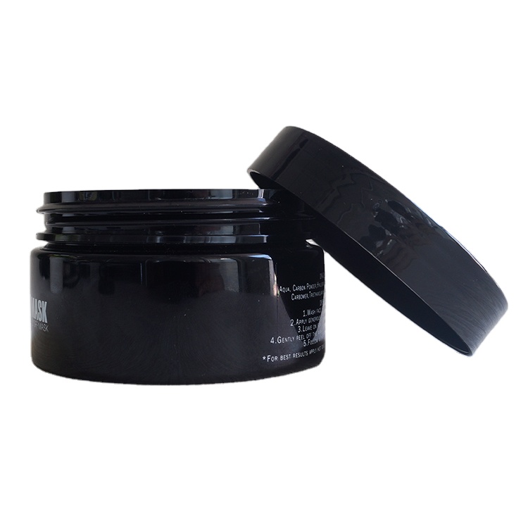 Face mask cream  plastic 100g 200ml black cosmetic jars