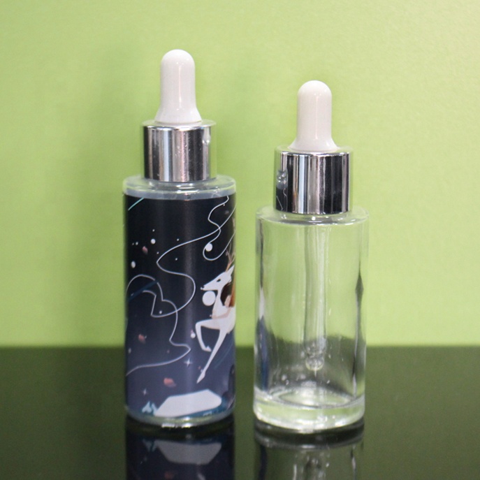 Face serum bottle amber color envases de vidrio con gotero 30ml 50ml bouteilles en verre cosmtique