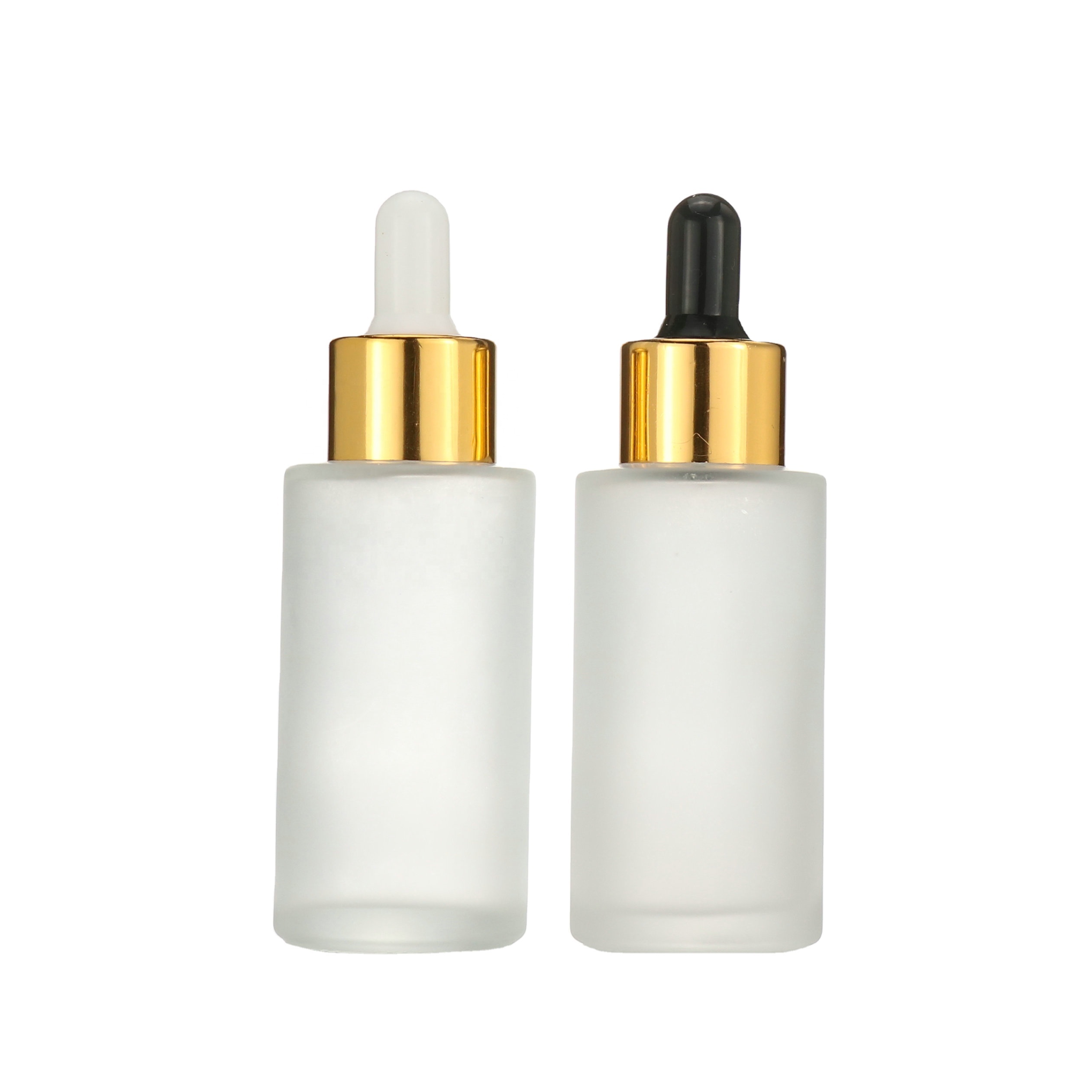 Face serum glass bottle matt white frosted cylinder dropper bottle 20ml 30ml 40ml clear amber glass dropper bottles