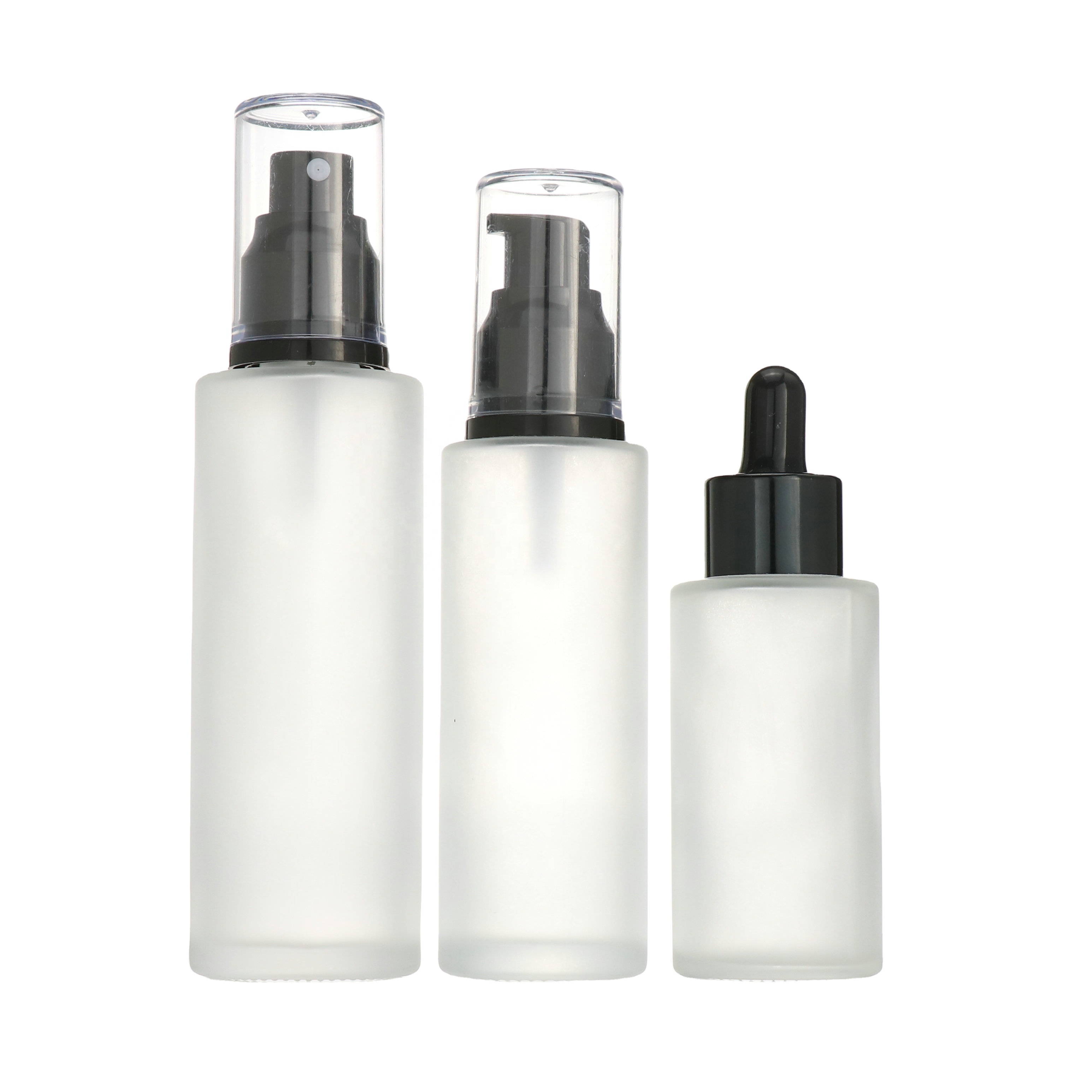 Face serum glass bottle matt white frosted cylinder dropper bottle 20ml 30ml 40ml clear amber glass dropper bottles