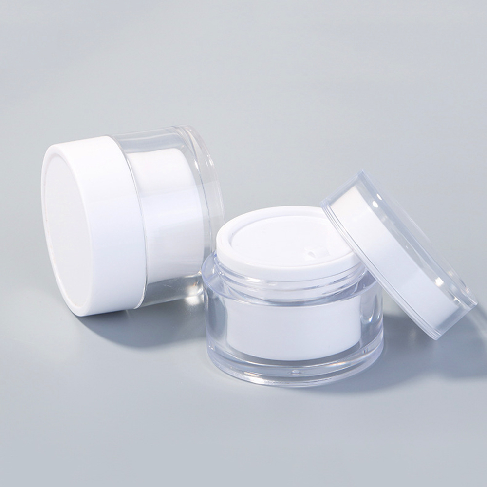 Facial Care Cream Plastic Eye Cream Jar Wholesale Luxury White Double Wall 50g PS Cosmetic,personal Care Round bottle 5000pcs