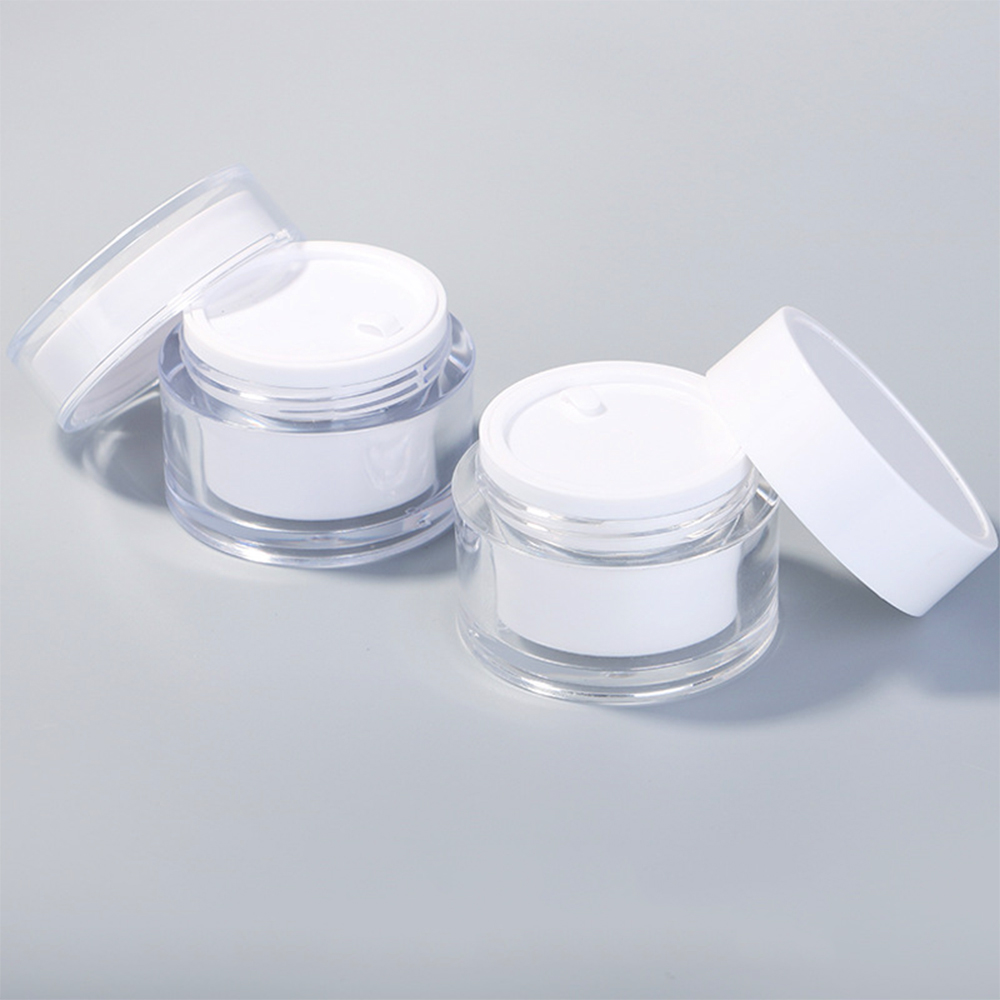 Facial Care Cream Plastic Eye Cream Jar Wholesale Luxury White Double Wall 50g PS Cosmetic,personal Care Round bottle 5000pcs