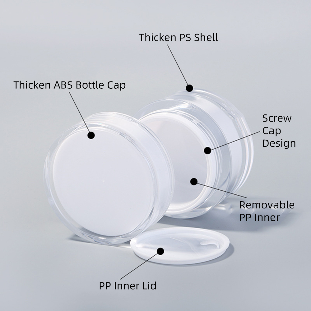 Facial Care Cream Plastic Eye Cream Jar Wholesale Luxury White Double Wall 50g PS Cosmetic,personal Care Round bottle 5000pcs