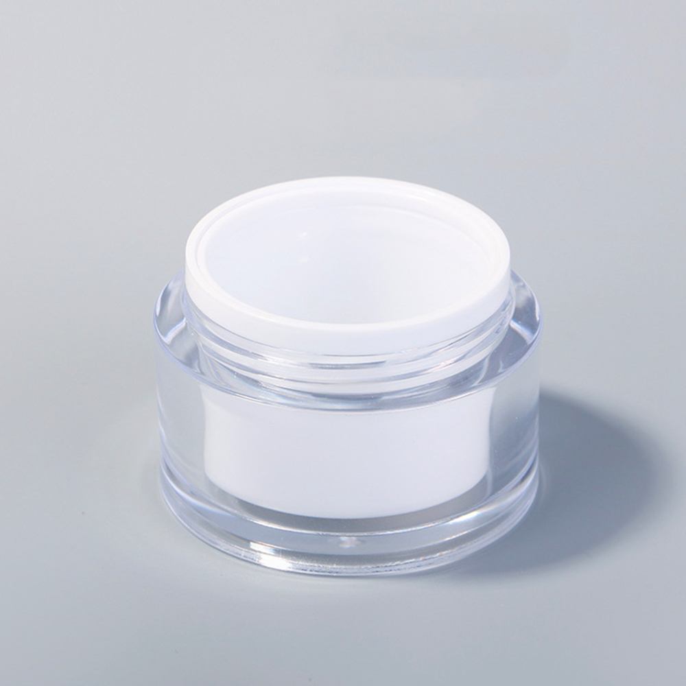 Facial Care Cream Plastic Eye Cream Jar Wholesale Luxury White Double Wall 50g PS Cosmetic,personal Care Round bottle 5000pcs