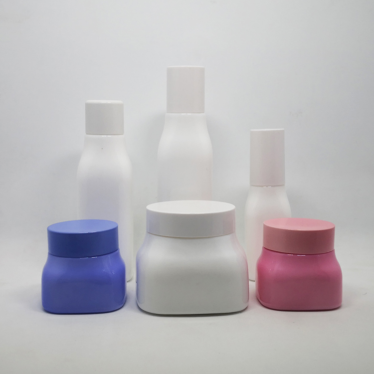 Facial clay packaging pink blue 50g white porcelain glass square jar with pink lid
