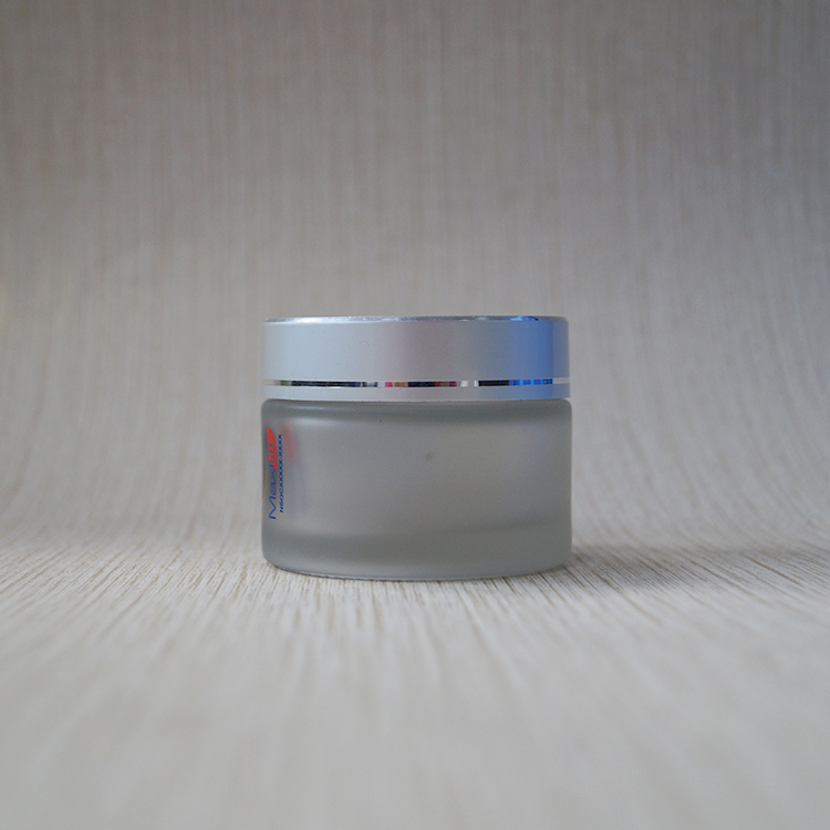 Facial cream container 50ml clear frosted glass jars wholesale with silver lid