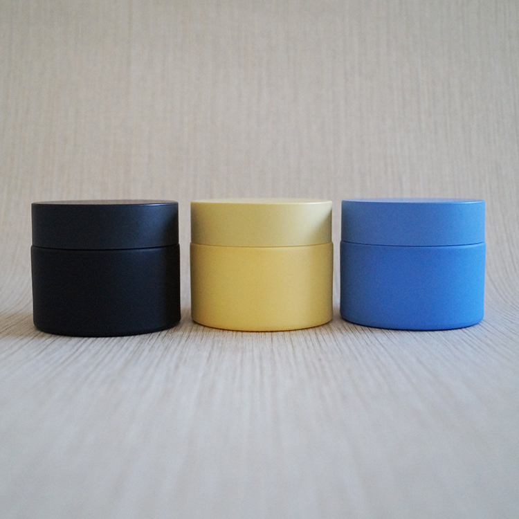 Facial cream container custom logo blue porcelain cosmetic jar 50 g with inner liner