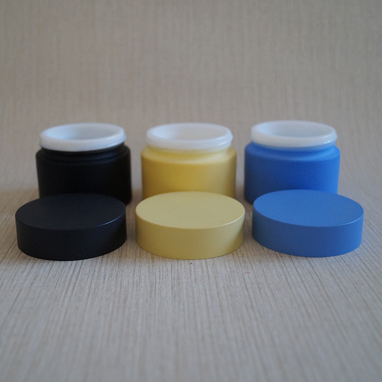 Facial cream container custom logo blue porcelain cosmetic jar 50 g with inner liner