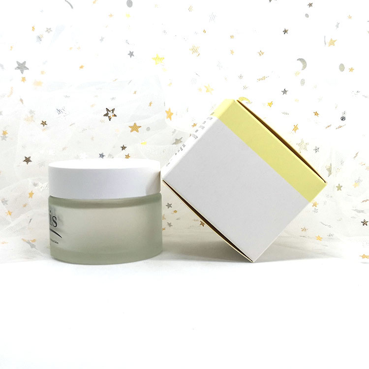 Facial scrub packaging 50g round frosted glass cosmetic jar with paper box container