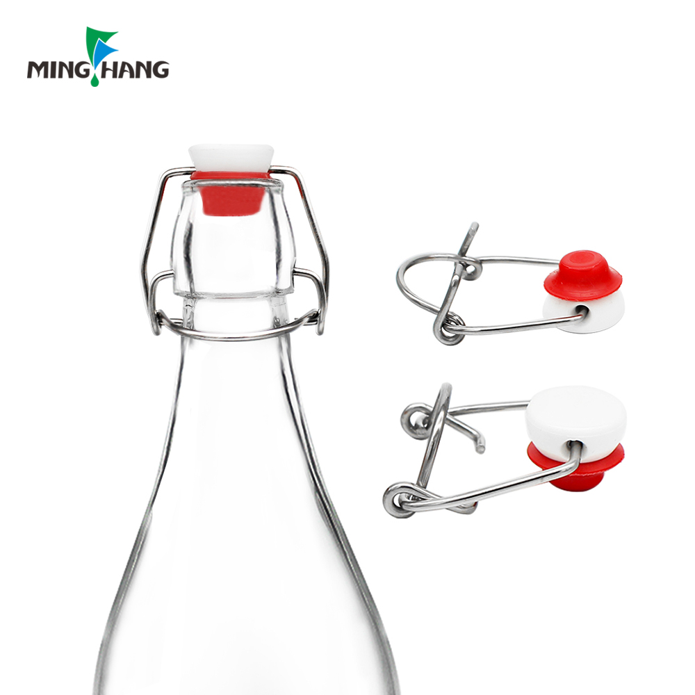 Factory 1 Litre Empty Clear Glass Beverage Bottle Beer Bottles With Swing Top Cap