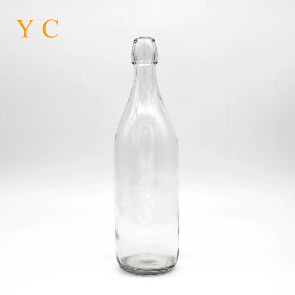 Factory 1000ml Clear Juice Bottles Coconut Milk Beverage Glass Bottle With Swing Lid