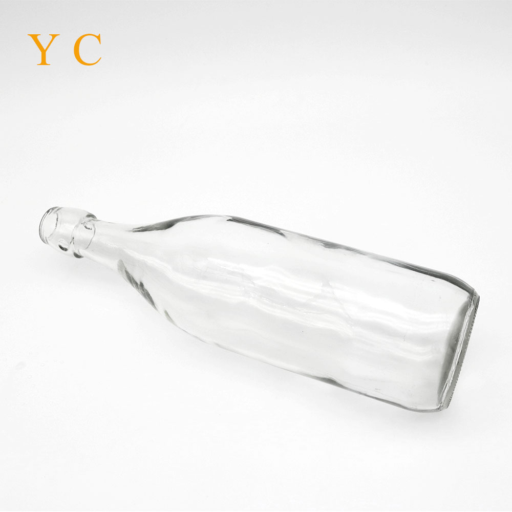 Factory 1000ml Clear Juice Bottles Coconut Milk Beverage Glass Bottle With Swing Lid