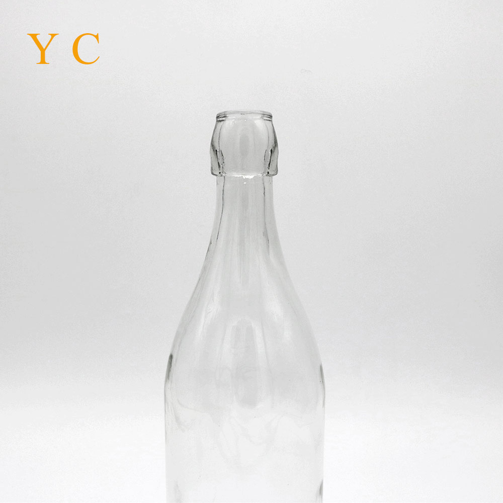 Factory 1000ml Clear Juice Bottles Coconut Milk Beverage Glass Bottle With Swing Lid