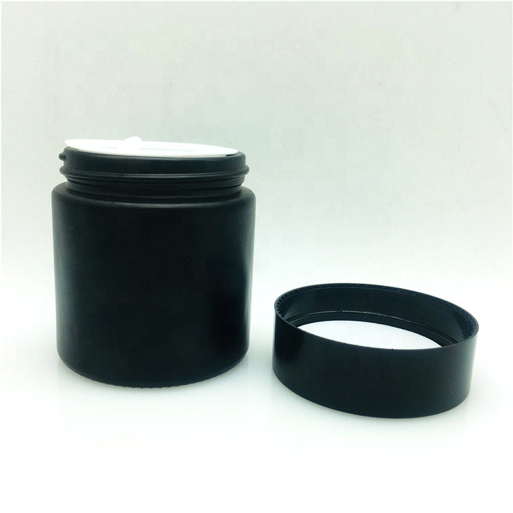 Factory 100ml matt black glass cream jar with black cap
