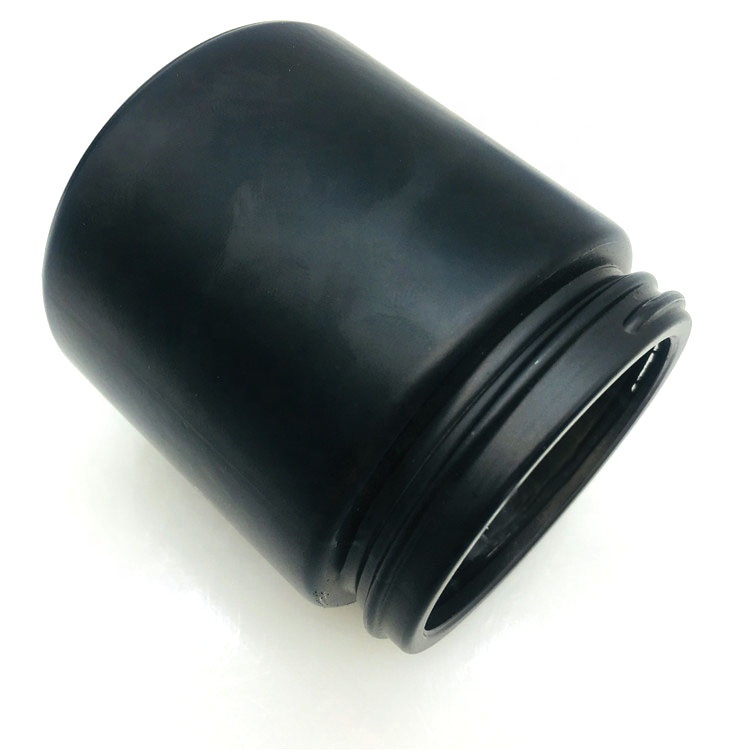 Factory 100ml matt black glass cream jar with black cap