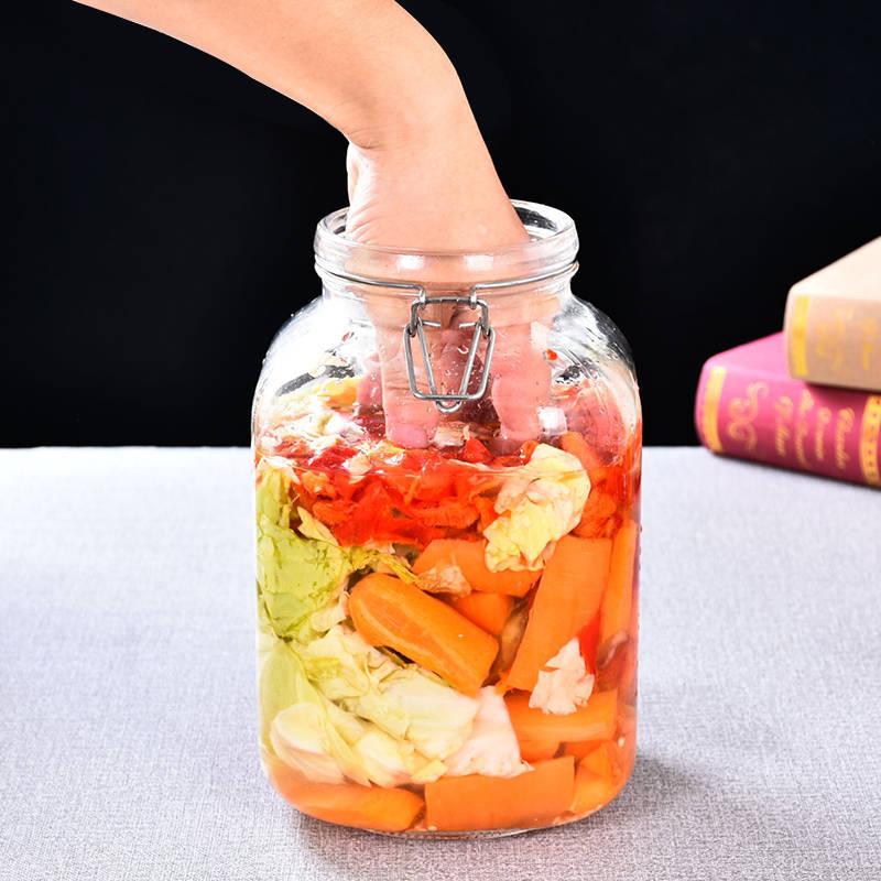 Factory 1500ml Transparent Glass Storage Jar With Flip Top Cap For Food Storage