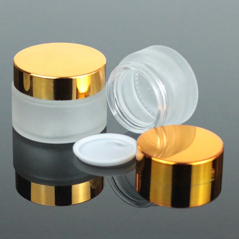 Factory 30ml cosmetic packaging 1oz frosted cream glass jar UV gold lid (GJM20)