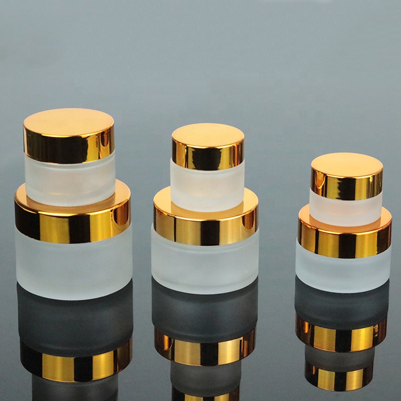 Factory 30ml cosmetic packaging 1oz frosted cream glass jar UV gold lid (GJM20)